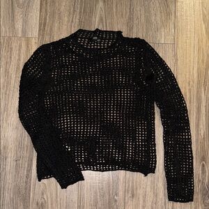 Mango Black Crochet Women's Sweater